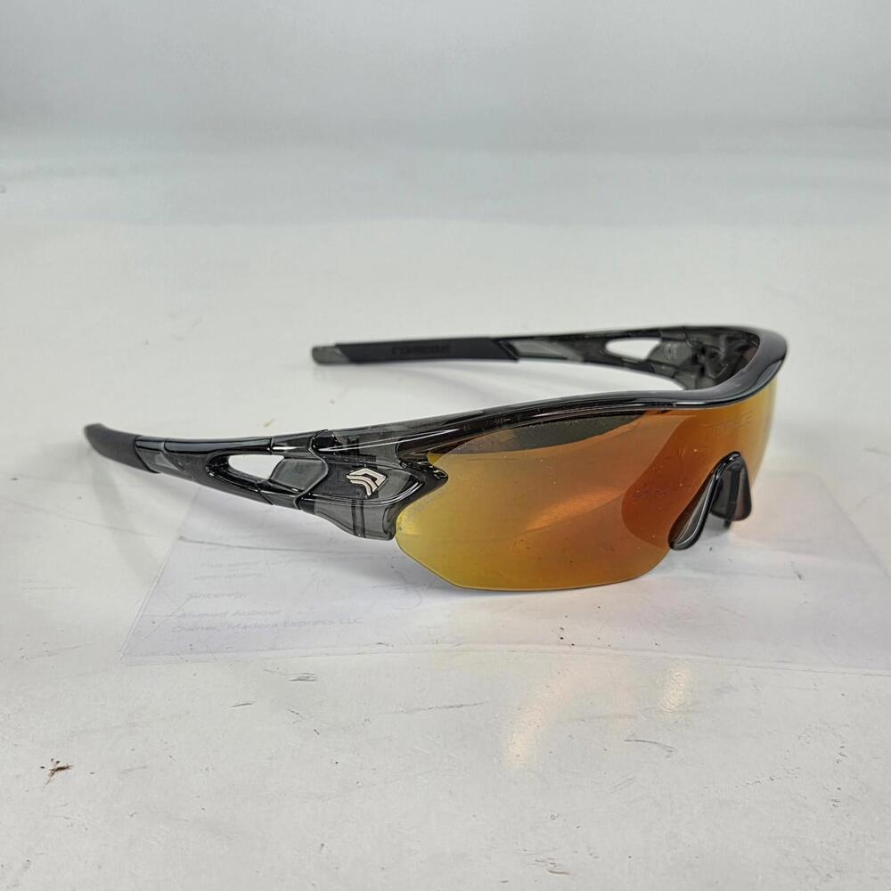 Torege Cycling Sunglasses Black Red Mirror Shield Case Wrap HalfRim - Picture 4 of 9